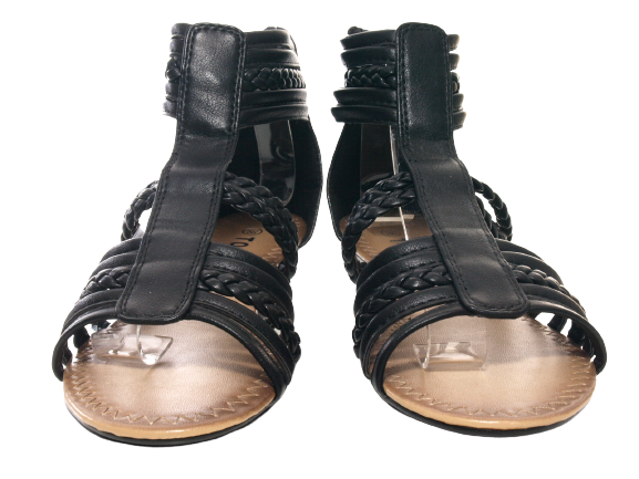 Sandales compensées pour femme chaussures d'été nu-pieds noir # 939