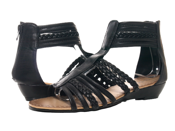Sandales compensées pour femme chaussures d'été nu-pieds noir # 939