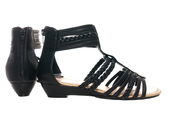 Sandales compensées pour femme chaussures d'été nu-pieds noir # 939