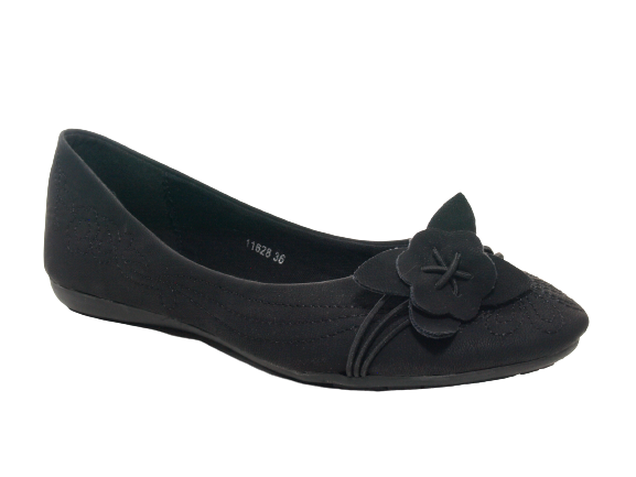 Damen Slipper Halbschuhe Ballerina Loafer Mokassins Slip On Flats Freizeit Black # 11628