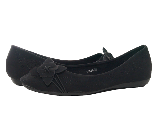 Ballerines mocassins à enfiler pour femme, chaussures basses, décontractées, noir # 11628