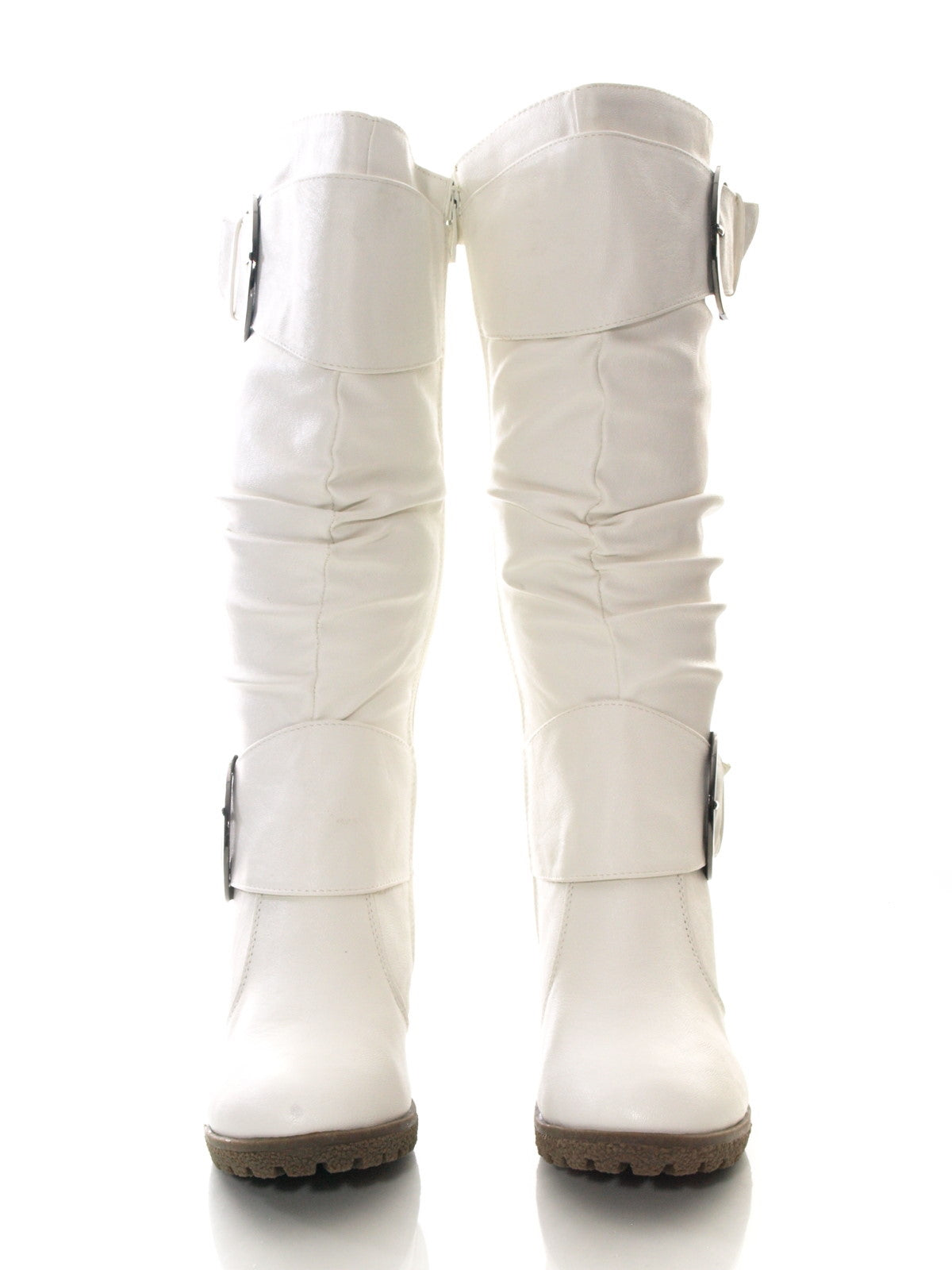 Damen Keilabsatzstiefel Weiß # 2013