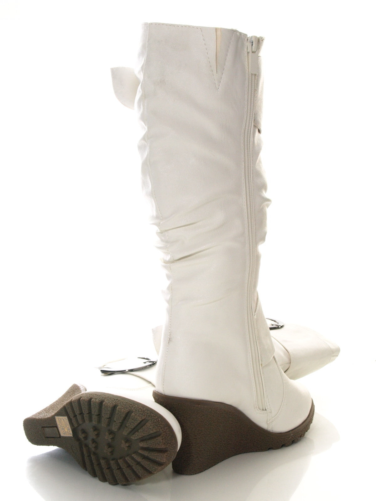 Damen Keilabsatzstiefel Weiß # 2013