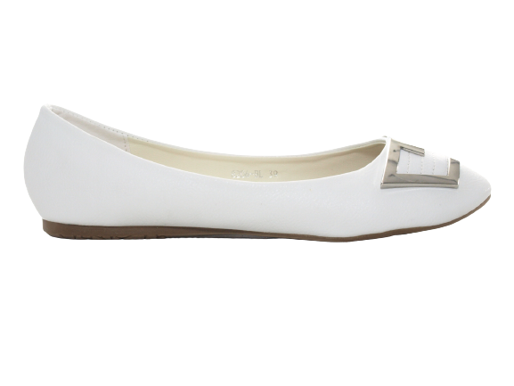 Mocassins ballerines chaussures basses à enfiler pour femmes, décontractées, blanc # 8206