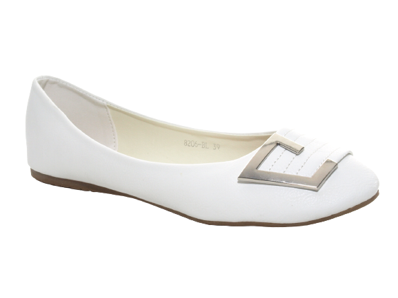 Mocassins ballerines chaussures basses à enfiler pour femmes, décontractées, blanc # 8206