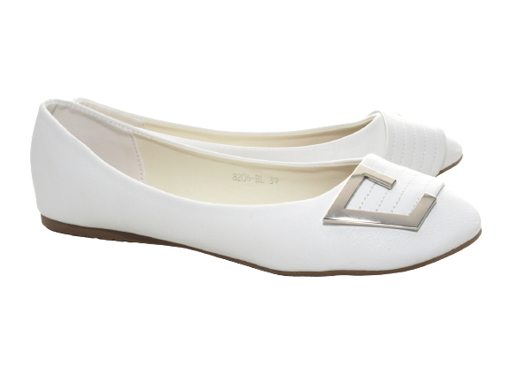 Mocassins ballerines chaussures basses à enfiler pour femmes, décontractées, blanc # 8206