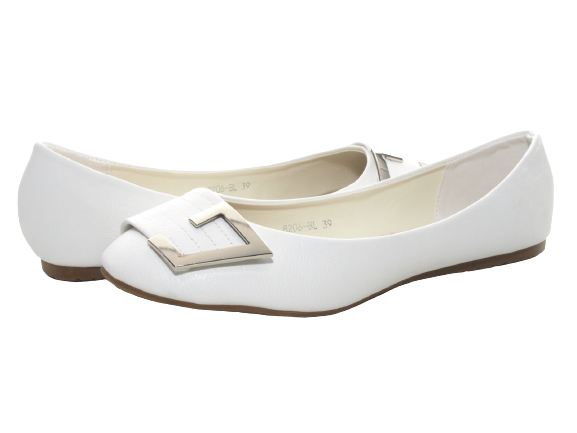 Mocassins ballerines chaussures basses à enfiler pour femmes, décontractées, blanc # 8206