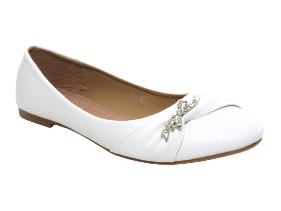 Mocassins ballerines chaussures basses à enfiler pour femmes, décontractées, blanc # 901-36