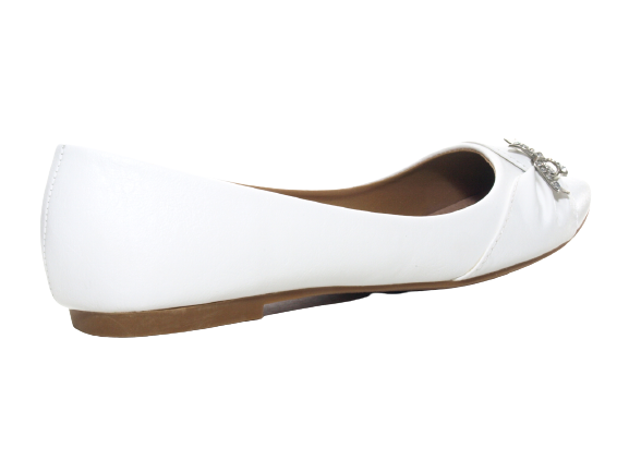Mocassins ballerines chaussures basses à enfiler pour femmes, décontractées, blanc # 901-36