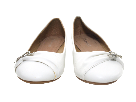 Mocassins ballerines chaussures basses à enfiler pour femmes, décontractées, blanc # 901-36