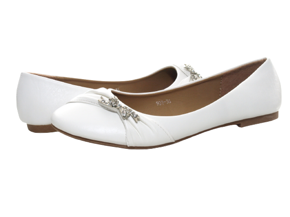 Mocassins ballerines chaussures basses à enfiler pour femmes, décontractées, blanc # 901-36