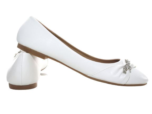 Mocassins ballerines chaussures basses à enfiler pour femmes, décontractées, blanc # 901-36