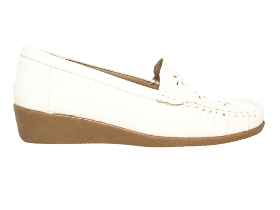 Ballerines à semelles compensées pour femmes, mocassins, chaussures à enfiler, chaussures plates décontractées, blanc # 989