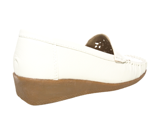 Ballerines à semelles compensées pour femmes, mocassins, chaussures à enfiler, chaussures plates décontractées, blanc # 989
