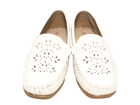 Ballerines à semelles compensées pour femmes, mocassins, chaussures à enfiler, chaussures plates décontractées, blanc # 989