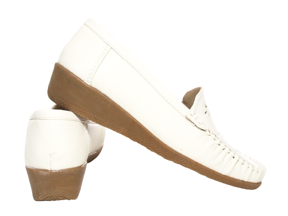 Ballerines à semelles compensées pour femmes, mocassins, chaussures à enfiler, chaussures plates décontractées, blanc # 989