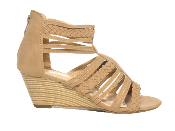 Sandales compensées à plateforme pour femme style spartiate kaki # 7934