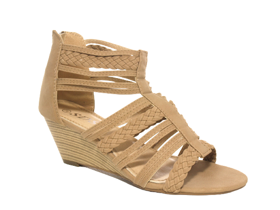 Damen Keilabsatz Wedges Plateau Sandalen Sandaletten Keilabsatz Römer Khaki # 7934