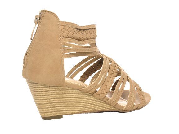 Damen Keilabsatz Wedges Plateau Sandalen Sandaletten Keilabsatz Römer Khaki # 7934