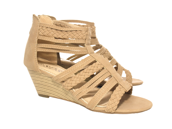 Damen Keilabsatz Wedges Plateau Sandalen Sandaletten Keilabsatz Römer Khaki # 7934