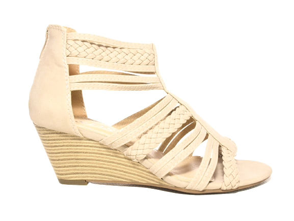 Sandales compensées à plateforme pour femmes style spartiates beige # 7934