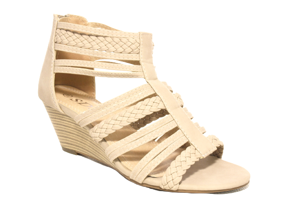 Damen Keilabsatz Wedges Plateau Sandalen Sandaletten Keilabsatz Römer Beige # 7934