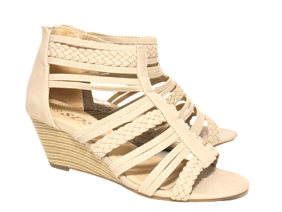 Damen Keilabsatz Wedges Plateau Sandalen Sandaletten Keilabsatz Römer Beige # 7934