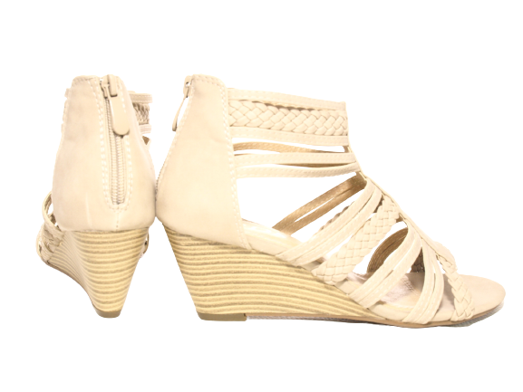 Damen Keilabsatz Wedges Plateau Sandalen Sandaletten Keilabsatz Römer Beige # 7934