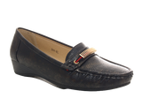 Damen Slipper Keilabsatz Ballerina Loafer Mokassins  Slip On Flats Freizeit Black #  399