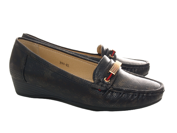 Ballerines à talons compensés pour femmes, mocassins, chaussures à enfiler, plates, décontractées, noir # 399