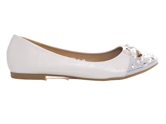 Women's Slip-On Low Shoes Ballerinas Loafers Moccasins Slip-On Flats Leisure White # 8