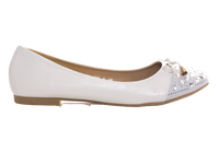 Damen Slipper Halbschuhe Ballerina Loafer Mokassins Slip On Flats Freizeit White # 8