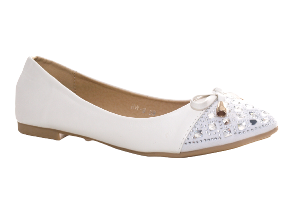 Women's Slip-On Low Shoes Ballerinas Loafers Moccasins Slip-On Flats Leisure White # 8