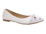 Damen Slipper Halbschuhe Ballerina Loafer Mokassins Slip On Flats Freizeit White # 8