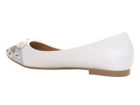 Damen Slipper Halbschuhe Ballerina Loafer Mokassins Slip On Flats Freizeit White # 8