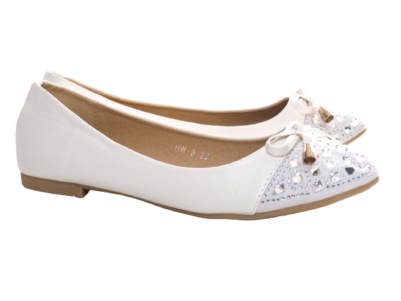 Women's Slip-On Low Shoes Ballerinas Loafers Moccasins Slip-On Flats Leisure White # 8