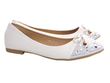 Damen Slipper Halbschuhe Ballerina Loafer Mokassins Slip On Flats Freizeit White # 8