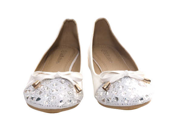 Women's Slip-On Low Shoes Ballerinas Loafers Moccasins Slip-On Flats Leisure White # 8