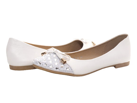 Women's Slip-On Low Shoes Ballerinas Loafers Moccasins Slip-On Flats Leisure White # 8