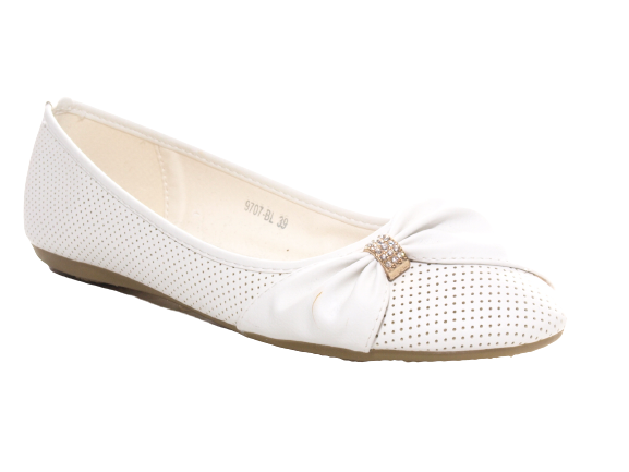 Ballerines Mocassins Slip-On pour femmes Chaussures basses Loafers Flats Loisirs Blanc # 9707