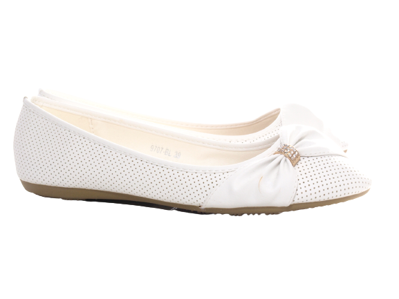 Ballerines Mocassins Slip-On pour femmes Chaussures basses Loafers Flats Loisirs Blanc # 9707