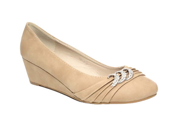 Damen Keilabsatz Pumps Wedges Khaki # 7041