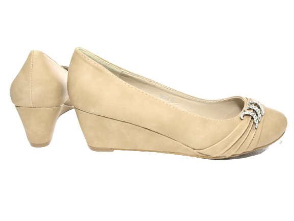 Damen Keilabsatz Pumps Wedges Khaki # 7041