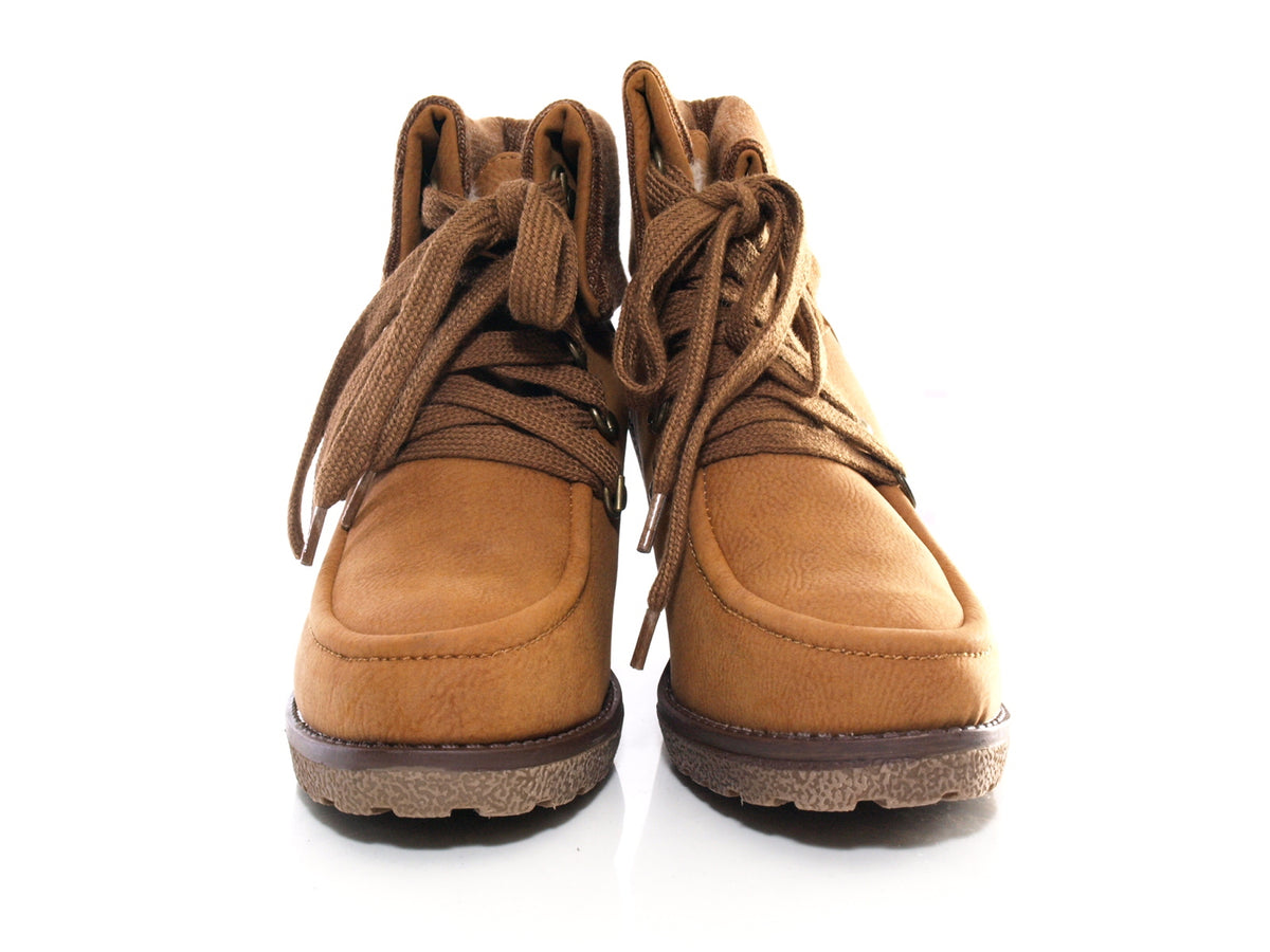 Bottines compensées femme fourrées Camel # 007