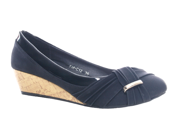 Damen Keilabsatz Pumps Wedges Black # 518 C12