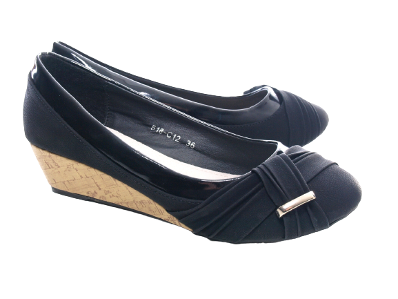 Damen Keilabsatz Pumps Wedges Black # 518 C12