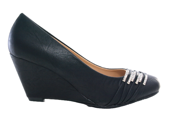 Damen Keilabsatz Pumps Wedges Black # 192