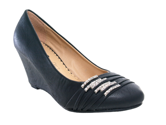 Damen Keilabsatz Pumps Wedges Black # 192