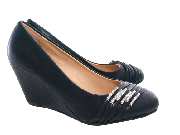 Damen Keilabsatz Pumps Wedges Black # 192