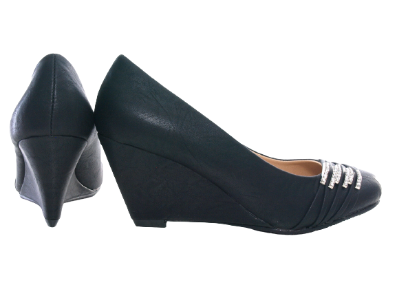 Damen Keilabsatz Pumps Wedges Black # 192